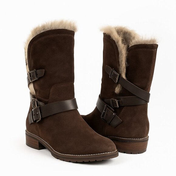 Andrew Marc Hudson brown Suede Buckle boots 6.5  Size 6 1/2 - Picture 16 of 16